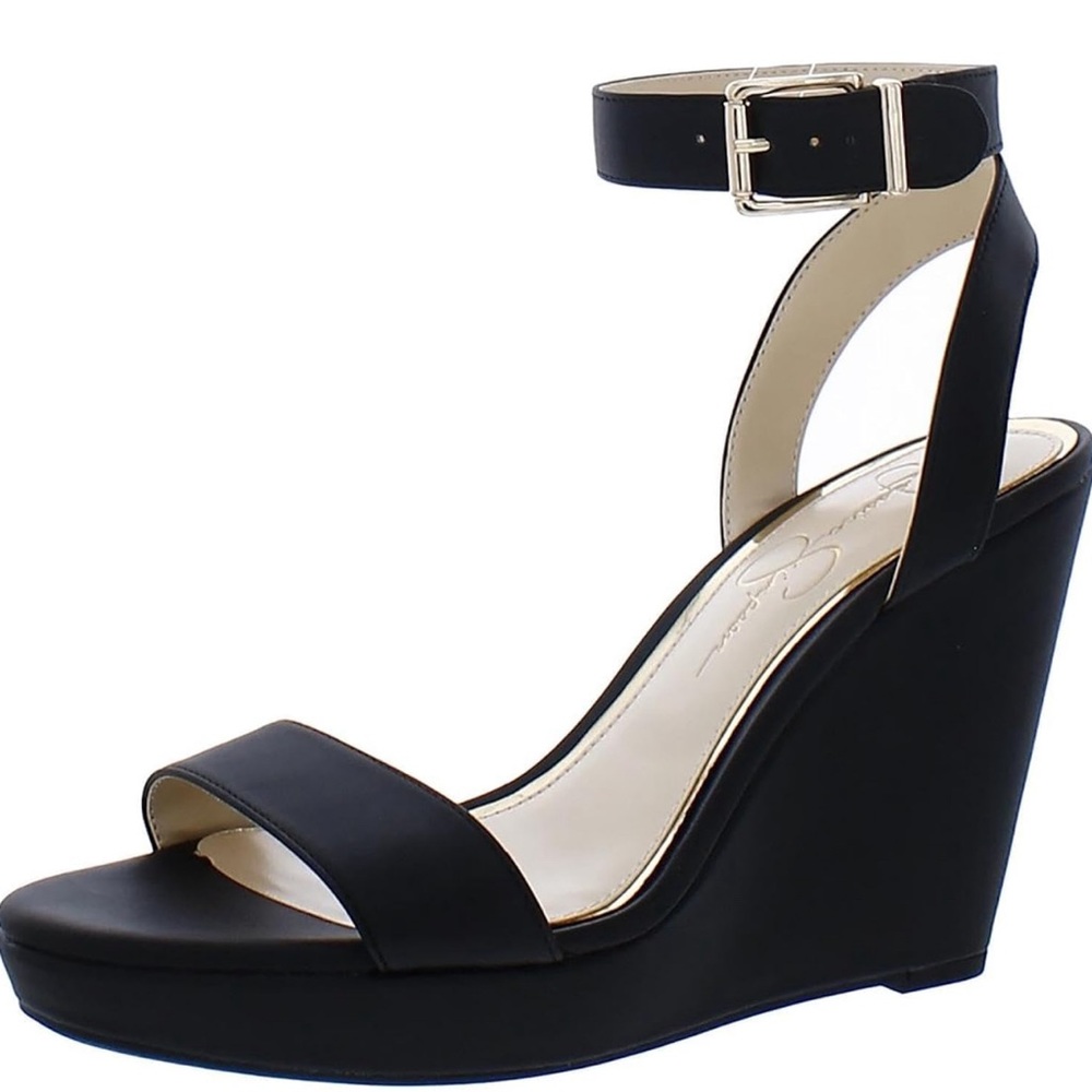 Jessica Simpson 7.5 NEW Womens Cork Buckle Ankle Two Strap Sandal Wedge Platform